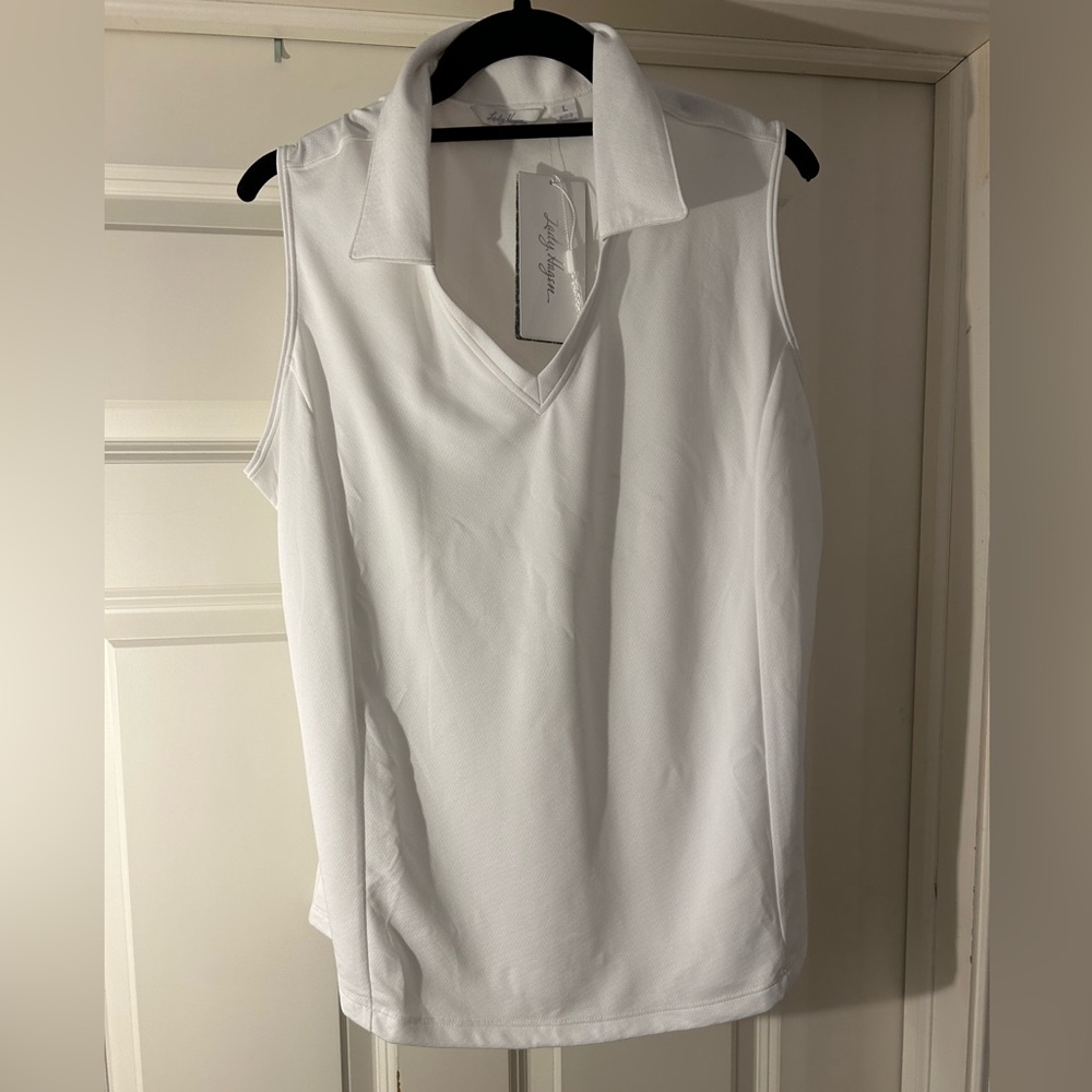 LADY HAGAN - WHITE SLEEVELESS GOLF POLO SIZE L - BRAND NEW WITH TAGS